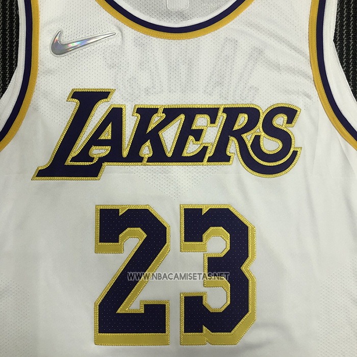 Camiseta Los Angeles Lakers LeBron James NO 23 Association Autentico Blanco